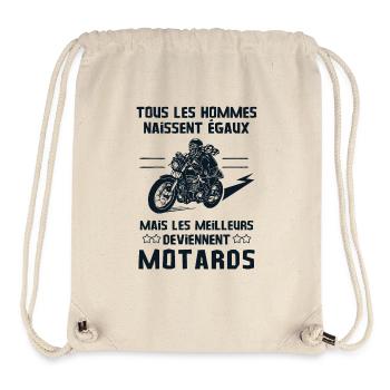 Moto motard - Sac à cordon recyclé Stanley/Stella - blanc naturel - Devant