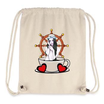 Kaffee Pause Seemann Matrosen Mädchen maritim Moin - Stanley/Stella recycelter Gym Bag - Naturweiß - Vorne