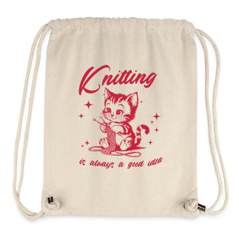 Knitting is always a good idea - Knitting Cat - Stanley/Stella Recycled Gym Bag - natural - Front