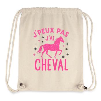 J'Peux Pas J'Ai Cheval Rose, fleur - Sac à cordon recyclé Stanley/Stella - blanc naturel - Devant