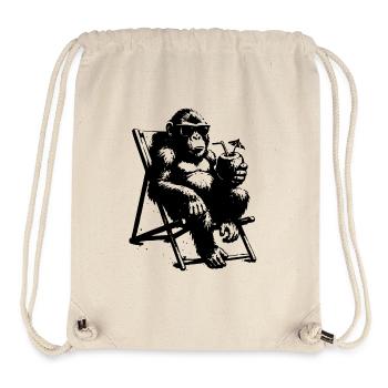 Lazy monkey on deck chair - Stanley/Stella Recycled Gym Bag - natural - Front