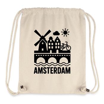 Amsterdam Windmühle Fahrrad Kanal - Stanley/Stella recycelter Gym Bag - Naturweiß - Vorne