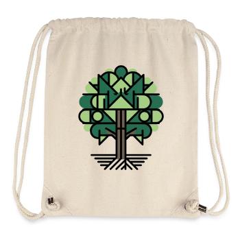 Motif d’arbre géométrique vert - Sac à cordon recyclé Stanley/Stella - blanc naturel - Devant