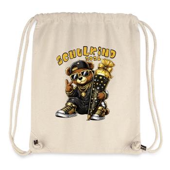 Schulkind 2026 Goldbär HipHop - Stanley/Stella recycelter Gym Bag - Naturweiß - Vorne