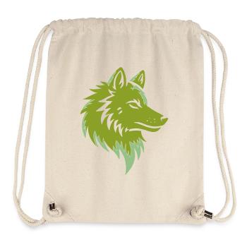 Forest Wolf Silhouette Green Accents - Stanley/Stella Recycled Gym Bag - natural - Front
