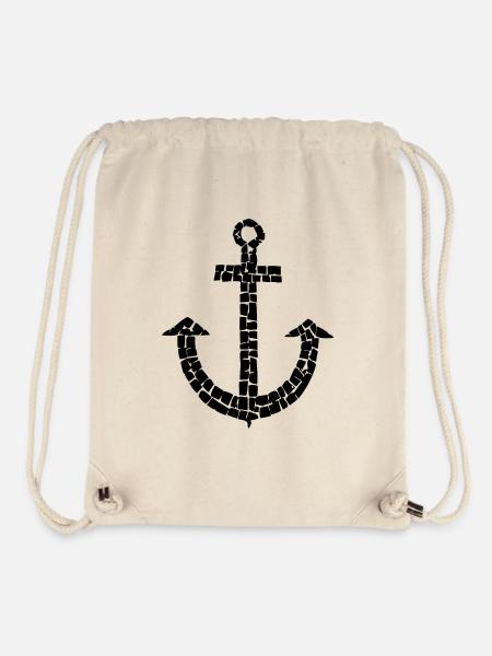 Anker Mosaik schwarz maritim Kapitän Hoffnung - Stanley/Stella recycelter Gym Bag - Naturweiß