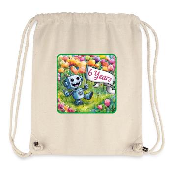 6 Jahre, 6. Geburtstag Roboter auf Blumenwiese - Stanley/Stella recycelter Gym Bag - Naturweiß - Vorne