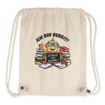 Einschulung erster Schultag kleiner Roboter - Stanley/Stella recycelter Gym Bag - Naturweiß - Vorne