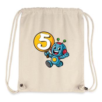 Finally 5 Years Five Fifth Birthday Robot - Stanley/Stella Recycled Gym Bag - natural - Front