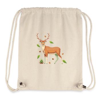 Cerf et pomme de pin - Sac à cordon recyclé Stanley/Stella - blanc naturel - Devant