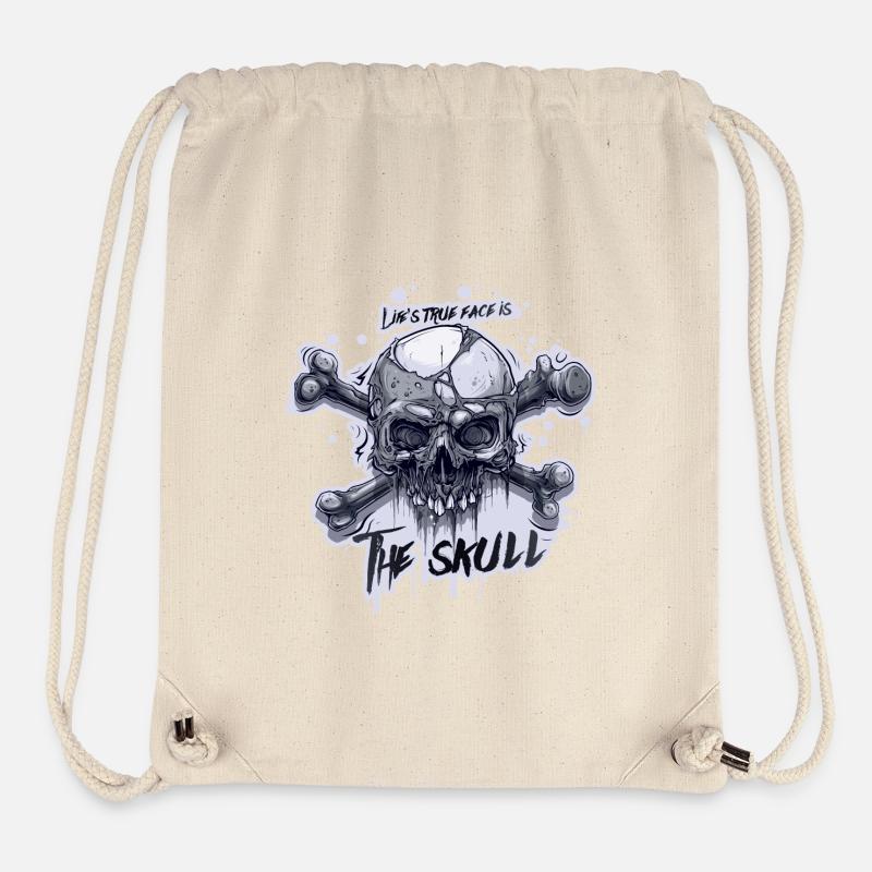 Life's true face is The Skull!!! - Sac à cordon recyclé Stanley/Stella - blanc naturel