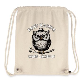 Grantige Eule mit lustigem Kaffeetrinkerspruch - Stanley/Stella recycelter Gym Bag - Naturweiß - Vorne