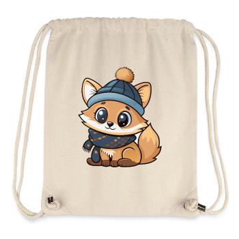 Niedlicher Fuchs mit Schal und Pudelmütze. - Stanley/Stella recycelter Gym Bag - Naturweiß - Vorne