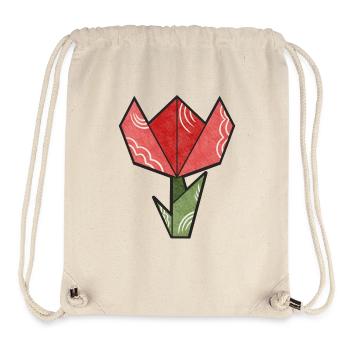 Fleur d’origami - Tulipe - Sac à cordon recyclé Stanley/Stella - blanc naturel - Devant