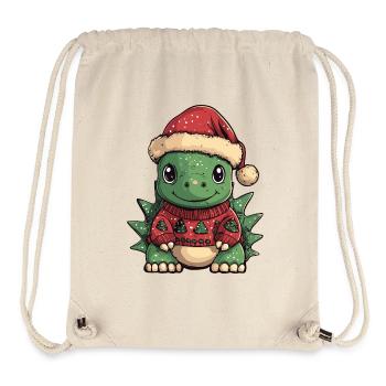 Dinosaure stégosaure Noël - Sac à cordon recyclé Stanley/Stella - blanc naturel - Devant