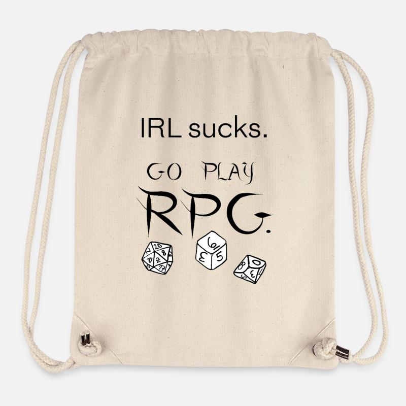 IRL sucks go play RPG (noir) - Sac à cordon recyclé Stanley/Stella - blanc naturel