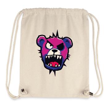Little Monsters: Neon Angry Teddy Bear - Stanley/Stella Recycled Gym Bag - natural - Front