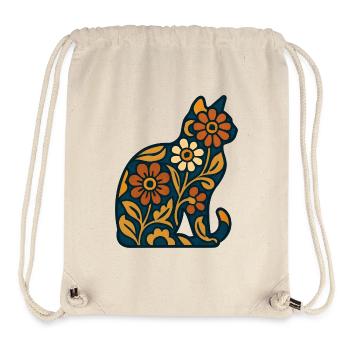 Floral cat silhouette in warmth - Stanley/Stella Recycled Gym Bag - natural - Front