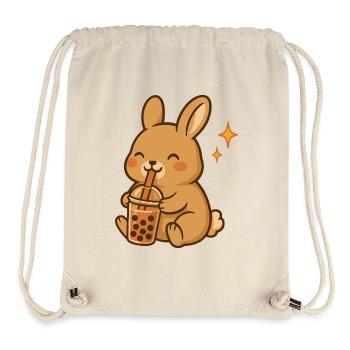 Lapin au bubble tea Kawaii Bunny - Sac à cordon recyclé Stanley/Stella - blanc naturel - Devant