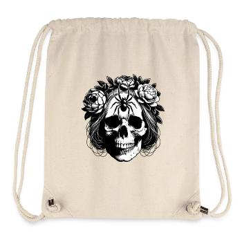 Skull mit Blumenranken und großer Spinne - Stanley/Stella recycelter Gym Bag - Naturweiß - Vorne