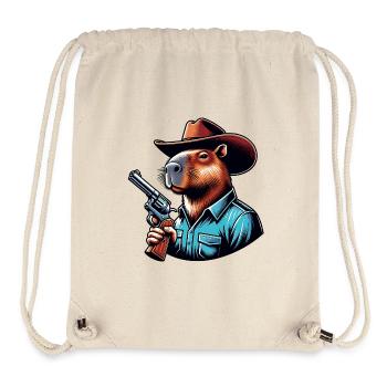 Western Capybara with Revolver - Stanley/Stella Recycled Gym Bag - natural - Front
