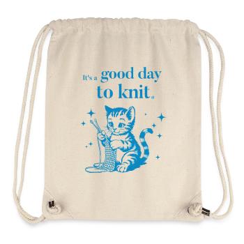 It's a good day to knit - Strickende Katze Shirt - Stanley/Stella recycelter Gym Bag - Naturweiß - Vorne