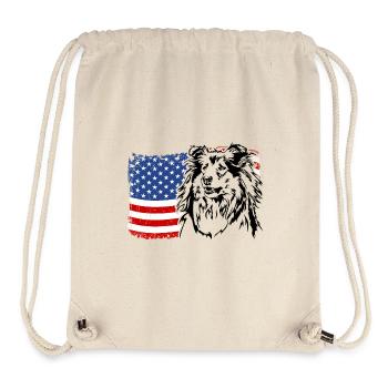 Long-haired Collie US America Flag Dogs Wilsigns - Stanley/Stella Recycled Gym Bag - natural - Front