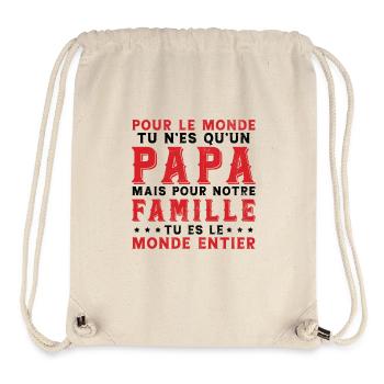 Papa Tu Es Le Monde Entier Drôle Fête Des Pères - Sac à cordon recyclé Stanley/Stella - blanc naturel - Devant