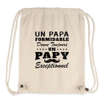 Papa formidable donne toujours papy exceptionnel - Sac à cordon recyclé Stanley/Stella - blanc naturel - Devant