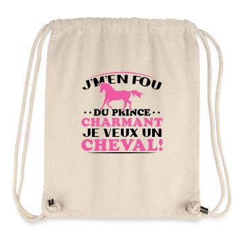 Ich kümmere mich nicht um den Märchenprinzen, ich will ein Pferd - Stanley/Stella recycelter Gym Bag - Naturweiß - Vorne