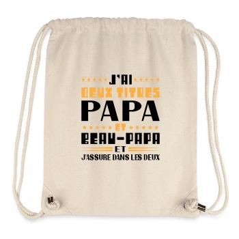 Ich habe zwei Titel: Papa und Stiefvater Humor Geschenk - Stanley/Stella recycelter Gym Bag - Naturweiß - Vorne