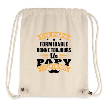 Papa formidable donne toujours papy exceptionnel - Sac à cordon recyclé Stanley/Stella - blanc naturel - Devant