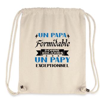 Papa Formidable Donne Toujours Papy Exceptionnel - Sac à cordon recyclé Stanley/Stella - blanc naturel - Devant