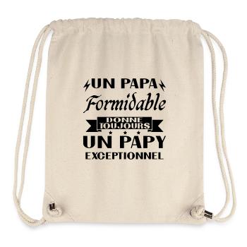 Papa Formidable Donne Toujours Papy Exceptionnel - Sac à cordon recyclé Stanley/Stella - blanc naturel - Devant