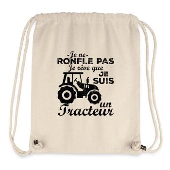 Je ne ronfle pas je rêve que je suis un tracteur - Sac à cordon recyclé Stanley/Stella - blanc naturel - Devant