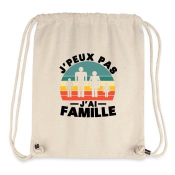 Je peux pas j'ai Famille Humour cadeau - Sac à cordon recyclé Stanley/Stella - blanc naturel - Devant