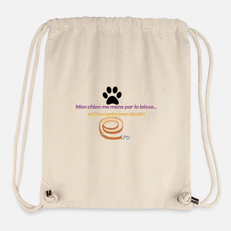 Mon_chien_me_mène_par_la_laisse-- - Sac à cordon recyclé Stanley/Stella - blanc naturel