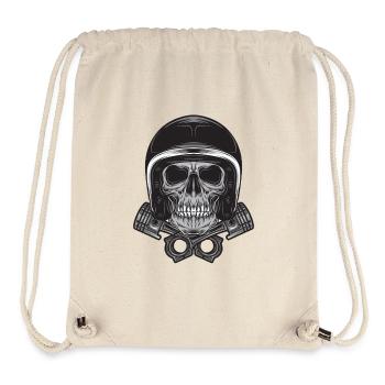 Motorradhelm Skelett! Geschenkidee Motorrad - Stanley/Stella recycelter Gym Bag - Naturweiß - Vorne