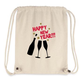 Happy new year - Bonne année - Sac à cordon recyclé Stanley/Stella - blanc naturel - Devant