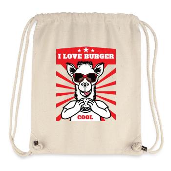 I Love Burger Llama Cartoon Graphic - Stanley/Stella Recycled Gym Bag - natural - Front