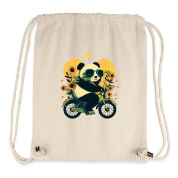 Panda on motorcycle with sunflowers - Stanley/Stella Recycled Gym Bag - natural - Front