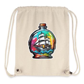 Navire dans une bouteille / Message dans une bouteille / Ahoy / ancre - Sac à cordon recyclé Stanley/Stella - blanc naturel - Devant