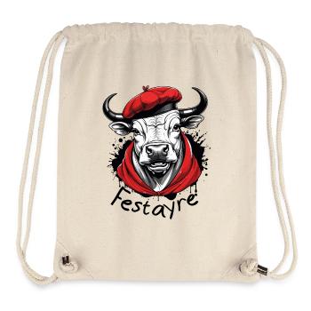 Festayre, féria et taureau béret et foulard rouge - Sac à cordon recyclé Stanley/Stella - blanc naturel - Devant