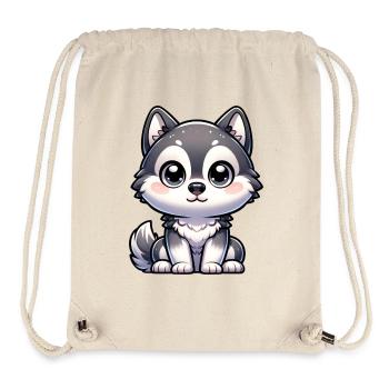 Illustration numérique de mignon Husky - Sac à cordon recyclé Stanley/Stella - blanc naturel - Devant