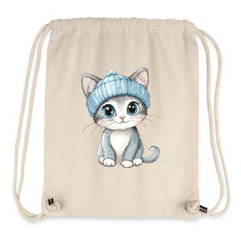 Chat mignon mignon bébé enfants animal dessin animé - Sac à cordon recyclé Stanley/Stella - blanc naturel - Devant