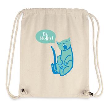 sitzende Katze mit Sprechblase miaut du Hund - Stanley/Stella recycelter Gym Bag - Naturweiß - Vorne