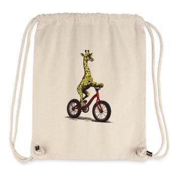 Giraffe on bike - Stanley/Stella Recycled Gym Bag - natural - Front