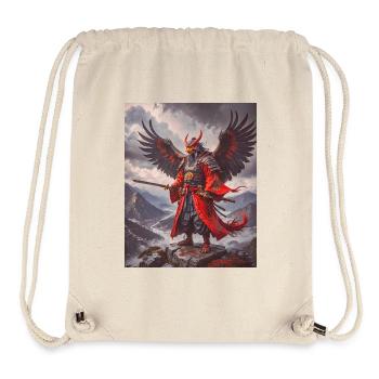 Majestätischer geflügelter Tengu-Krieger mit roter Maske über m - Stanley/Stella recycelter Gym Bag - Naturweiß - Vorne