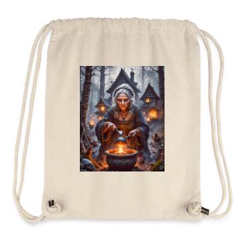 Baba Yaga, sorcière slave dans un mortier volant - Sac à cordon recyclé Stanley/Stella - blanc naturel - Devant