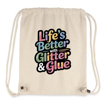 Glitzer & Kleber Lebensfreude - Stanley/Stella recycelter Gym Bag - Naturweiß - Vorne